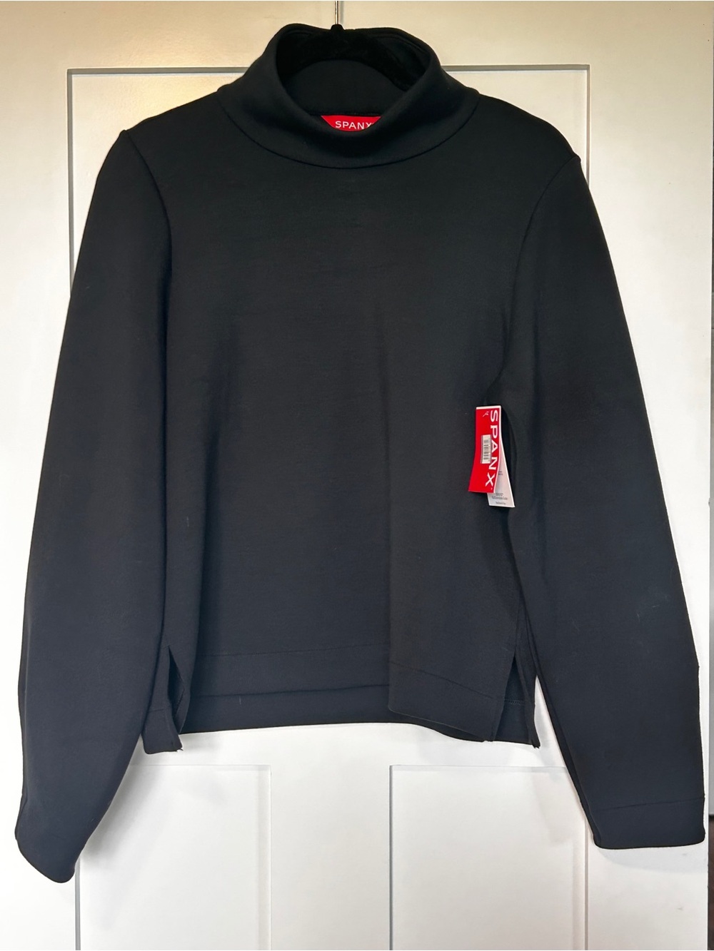 SPANX Womens Black Cropped Cowlneck Sweatshirt